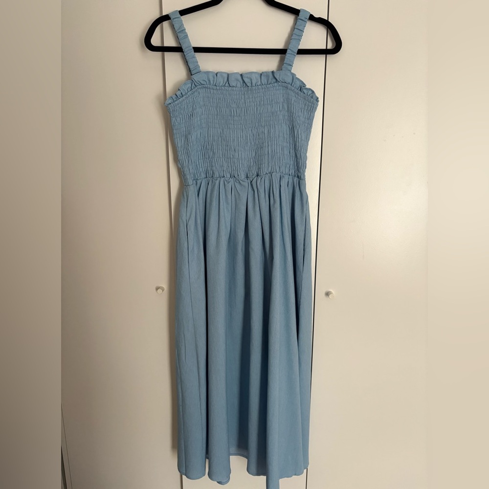 Light Blue Smocked Maxi Dress